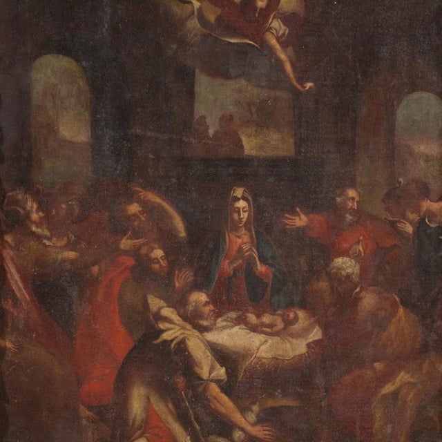 Italian School, Adoration of the Shepherds, 1680, Oil on Canvas For Sale - Image 3 of 16