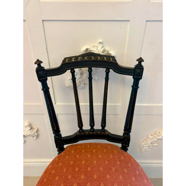 Antique Victorian Ebonised & Gilt Dining Chairs, 1880, Set of 4 For Sale - Image 12 of 18