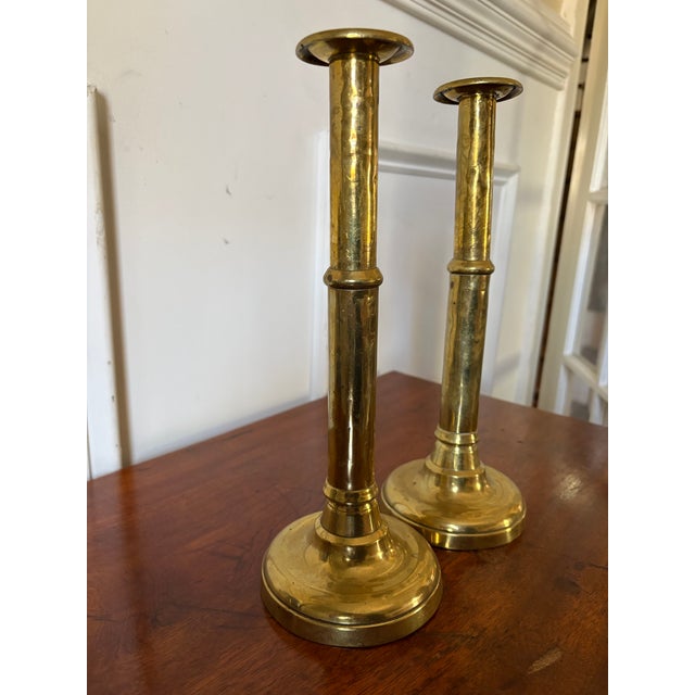 English Pair of English Telescopic Polished Brass Candlesticks, 19th Century For Sale - Image 3 of 5
