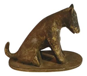 Vintage Asian Bronze Dog Fox Scroll Weight Holder