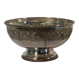Vintage Sterling Silver Anglo-Indian Repoussé Bowl - 5" Diameter - British Raj For Sale