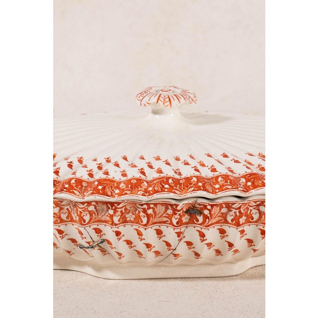 Spode ‘Old Crow’ Orange/Coral Dishes C. 1890 - 40 pcs For Sale - Image 9 of 12