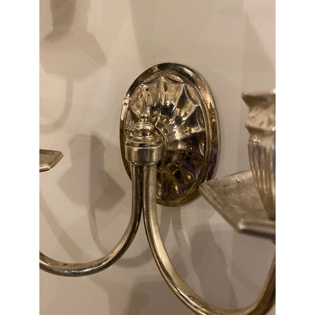 American 1920's Caldwell Small Silver Plated Sconces For Sale - Image 3 of 7