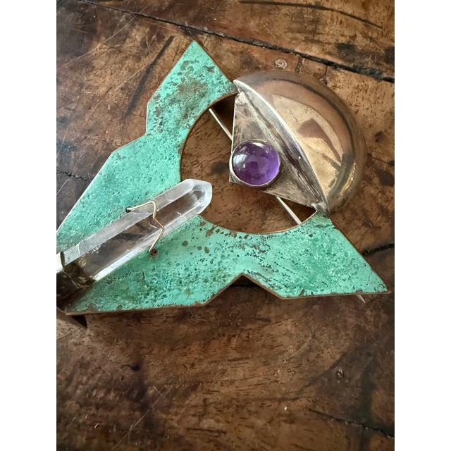 Metal Vintage Sterling Silver Modernist Brooch by Hope Konecny For Sale - Image 7 of 9