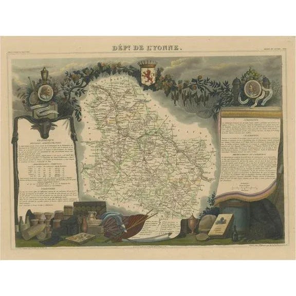 Map of the Department of Lyonne For Sale - Image 6 of 6