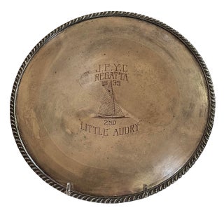 1939 Sailing Regatta 2nd Place Trophy Platter Sail Boat Silver Plated Avon Wm Rogers For Sale
