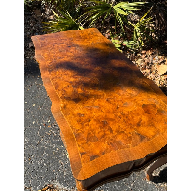 1960s 1960s Italian Louis XV Style Writing Desk With Burr Walnut Inlay – Finished Back Executive Desk For Sale - Image 5 of 10