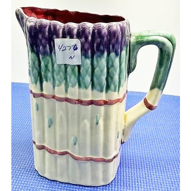 1990s 1990s French Majolica Asparagus Pitcher With Spears For Sale - Image 5 of 11