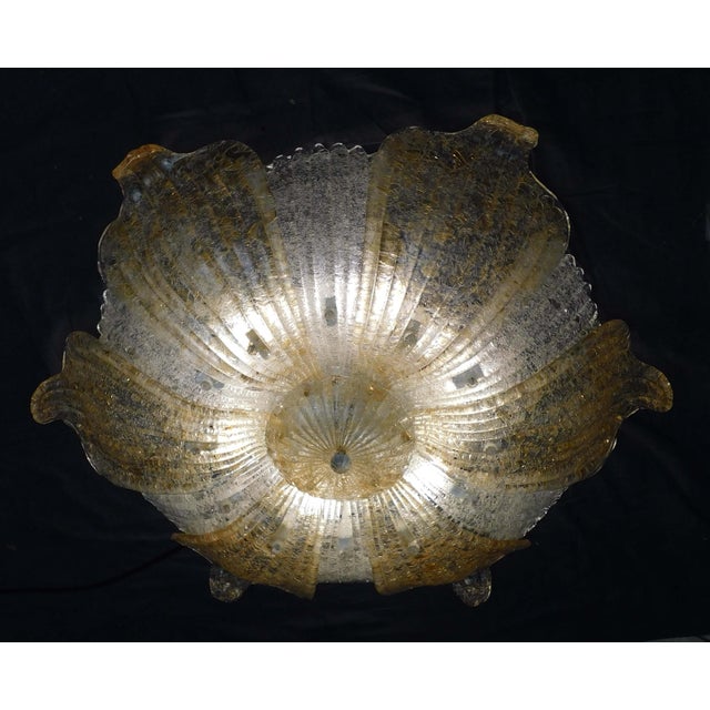 1960s Italian Clear and Amber Graniglia Murano Flush Mount For Sale - Image 6 of 6