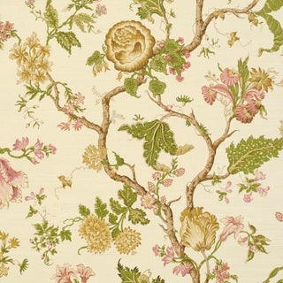 Schumacher Josephine Sisal Wallpaper In Citron For Sale