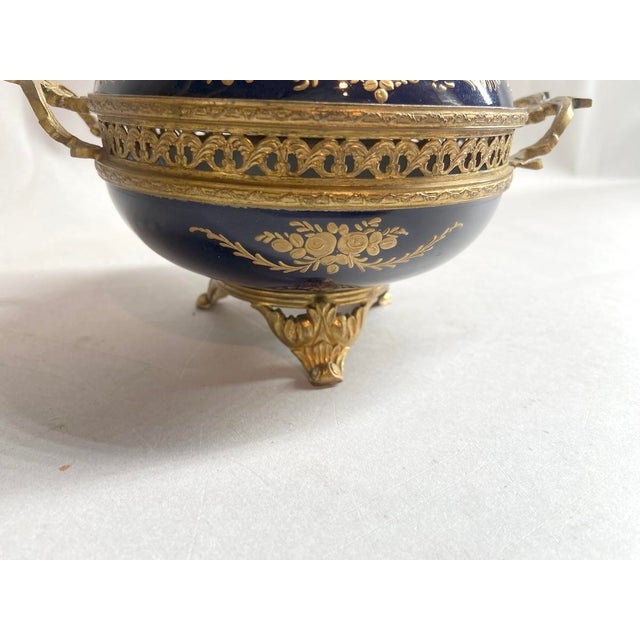 Early 20thC Sevres Blue Porcelain Bronze Bowl - 1 Pc For Sale - Image 6 of 16