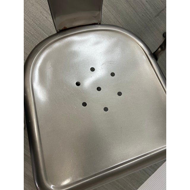 Xavier Pauchard for Tolix Galvanized Steel a-Chairs, Set of Four For Sale - Image 10 of 12