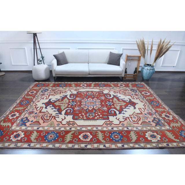 Red 1970s Vintage Milas Handmade Wool Cotton Pink Red Area Rug For Sale - Image 8 of 11