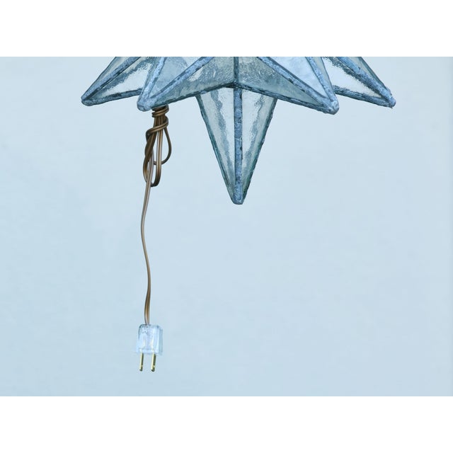 Mid 20th Century French Mid Century Modern Star Metal and Glass Light Fixture with Single Bulb For Sale - Image 9 of 12