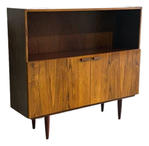 Rosewood Bookcase With Storage Doors Denmark Mid-Century Modern 1960s