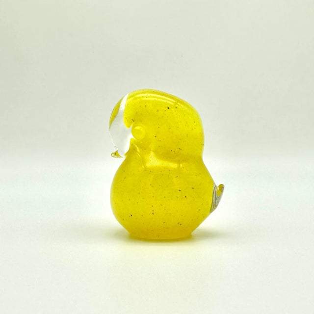Mid 20th Century Mid-20th Century Fm Kontstglass Swedish Art Glass Bird Duck Yellow Paperweight For Sale - Image 5 of 5