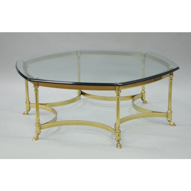 Vintage Labarge Brass Hoof Foot Hollywood Regency Hexagonal Glass