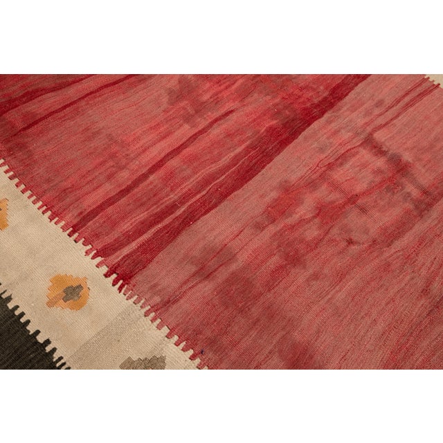 Persian Vintage Kilim Handmade Flatweave Red Geometric Wool Runner 6' 3'' X 12' 10'' For Sale - Image 3 of 11