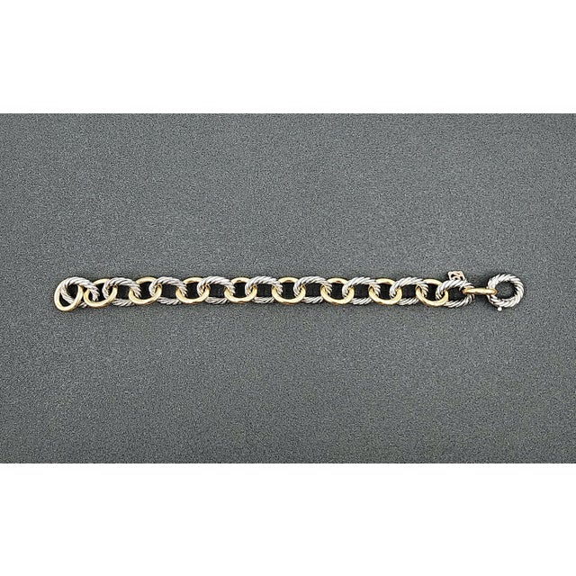 Metal David Yurman Oval Link Chain Bracelet Sterling Silver With 18k Yellow Gold For Sale - Image 7 of 8