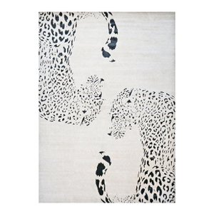 Indo-Napalese Nepalese Wool & Silk 9x14 Ivory & Black Jaguar Handmade Area Rug #1144032