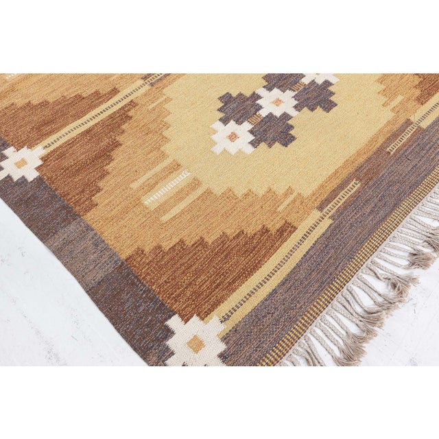 1950s Doris Leslie Blau Vintage Swedish Flat Woven Rug by Ingegerd Silow For Sale - Image 5 of 9