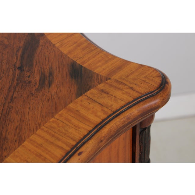 Vintage French Style Bow Front 5 Drawer Inlaid Walnut Chest For Sale - Image 9 of 18