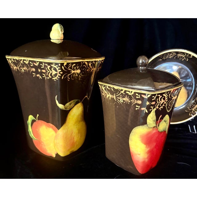 Rustic 1990s Susan Winget Damask Fruit Kitchenware - Set of 4 For Sale - Image 3 of 12
