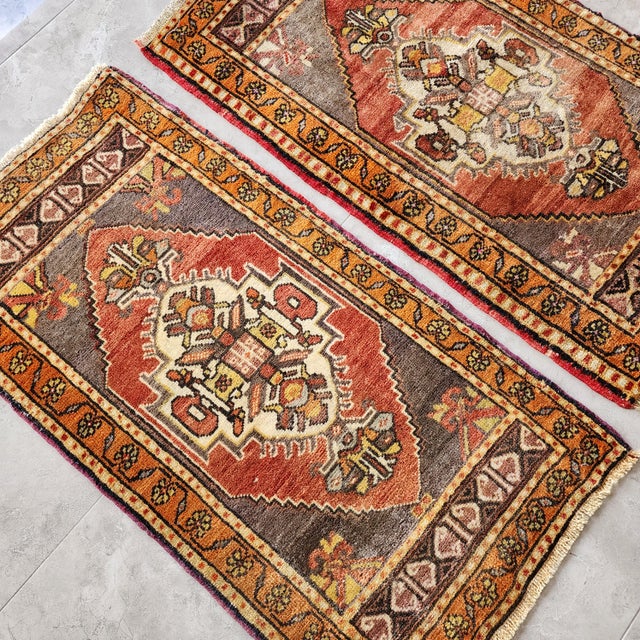 1960s Small Turkish Oushak Miniature Rug - Set of Two For Sale In Philadelphia - Image 6 of 9