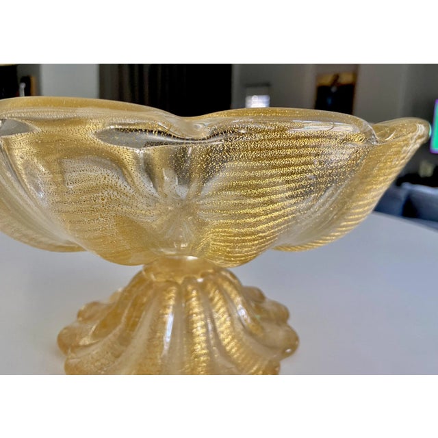 Gold Large Barovier Coronado d'Oro Glass Centerpiece Bowl For Sale - Image 8 of 13