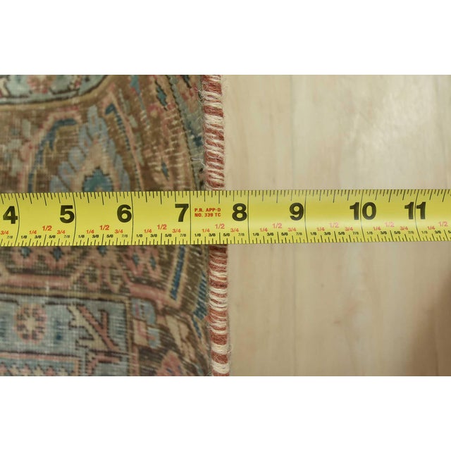 Tabriz Rug 9’5” X 12’5” Pink Wool Vintage Distressed Hand-Knotted Carpet For Sale - Image 13 of 15