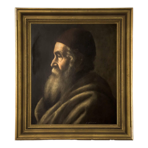 Unknown, Portrait of a Rabbi Early 20th C. Judaica Painting