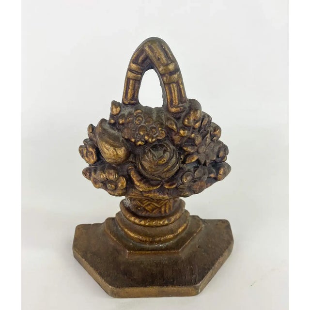 Antique Bronze Floral Design Bookends, a Pair For Sale - Image 4 of 11