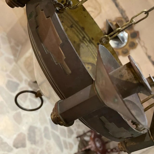 1950s Art Deco Six Candle Holder Modern Chandelier For Sale - Image 10 of 11