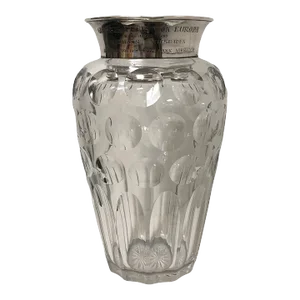 1950s German Crystal Vase With Sterling Monogram Top