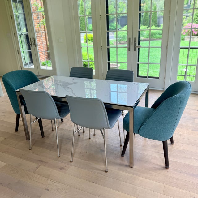 White Room & Board White Ceramic Rand Dining Table For Sale - Image 8 of 11