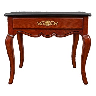 Vintage Henredon French Provincial End Table – Refinished Two-Tone Wood & Black For Sale