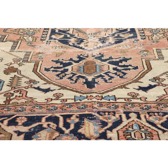 Late 19th Century Late 19th Century 1880's Antique Persian Serapi Rug - 11'04 X 13'05 For Sale - Image 5 of 9