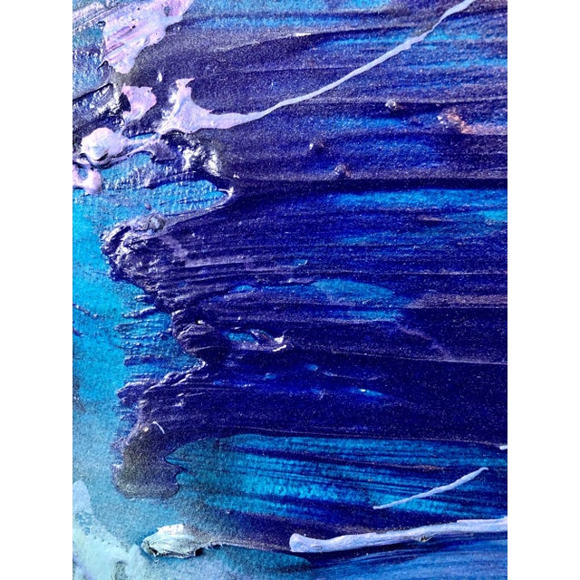 Boat Moon, in vivid blues a range of blue tones on Arches Paper. not framed. Signed, titled and dated verso. Francine Tint...