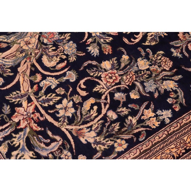 Shabby Chic Elegant Renaisance 1990's Pak-Persian Blue/Gold Wool Rug - 9'4'' X 11'9'' For Sale - Image 3 of 9