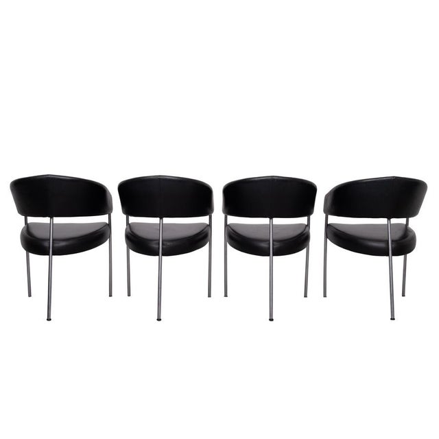 Vintage Black Leather Dining Chairs from Castelijn, 1990s, Set of 4 For Sale - Image 6 of 15