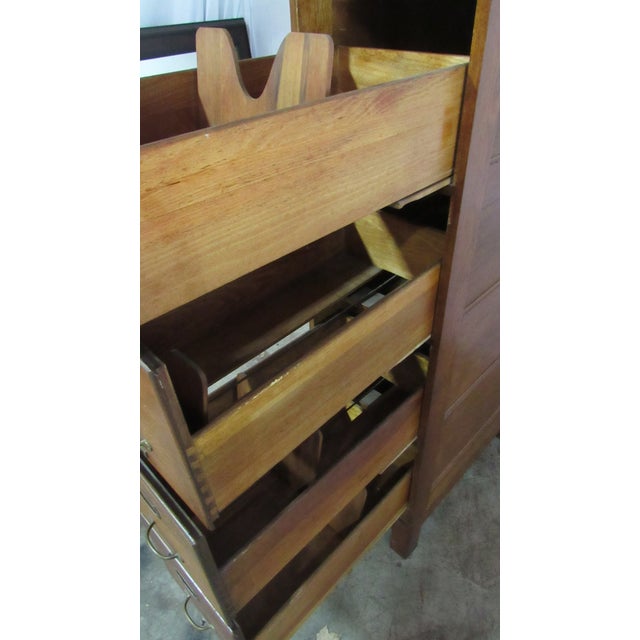 Brown Antique Oak File Cabinet Cupboard Rare Weis For Sale - Image 8 of 9