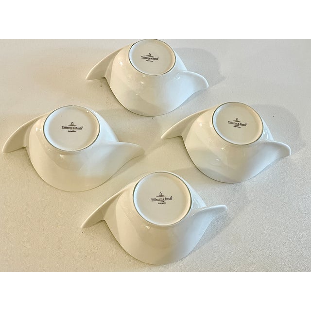 Ceramic 1990s Postmodern Villeroy & Boch "Flow" White Porcelain Handled Bowls - Set of 4 For Sale - Image 7 of 8