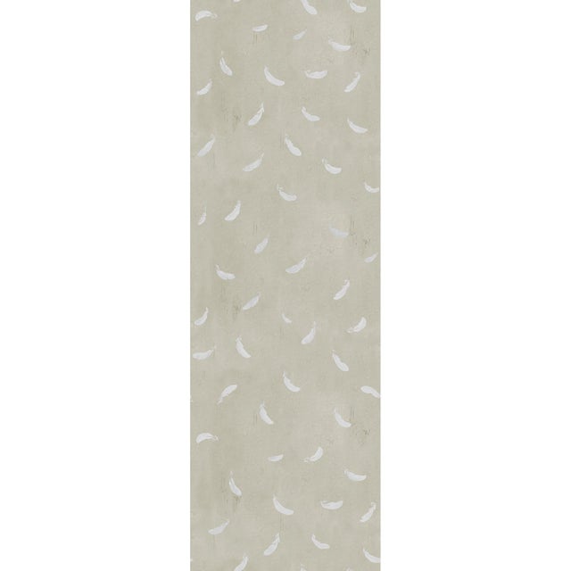 Art Deco Sample - Large Scale, Feathers (var. 2) Wallpaper by Paule Marrot in Gray For Sale - Image 3 of 3