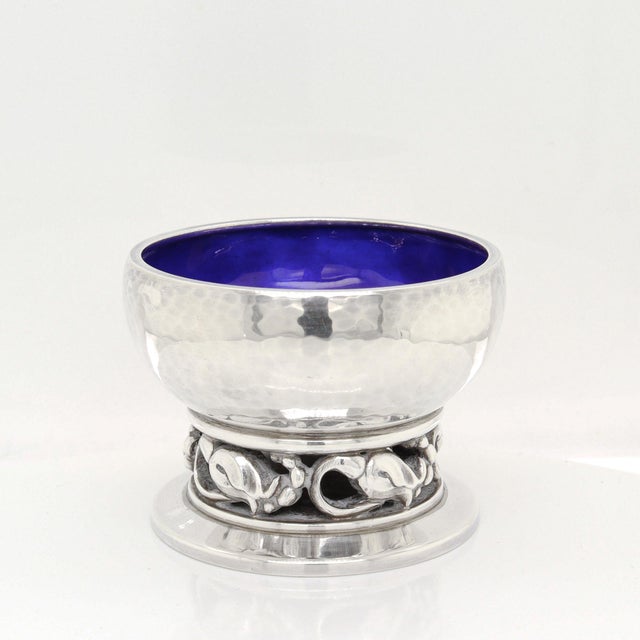 Georg Jensen Signed Georg Jensen Sterling Silver Blossom Pepper Shaker & Salt Cellar Pair #2a For Sale - Image 4 of 18