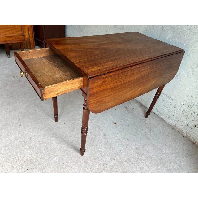 19th Century 19th Century Antique English Regency Style Mahogany Drop-Leaf Pembroke Side Table For Sale - Image 5 of 12