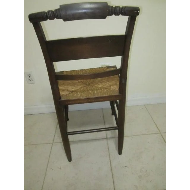 Early 1900s Antique Hitchcock Style Black Gold Stenciled Farmhouse Rush Seat Side Chair For Sale - Image 11 of 12
