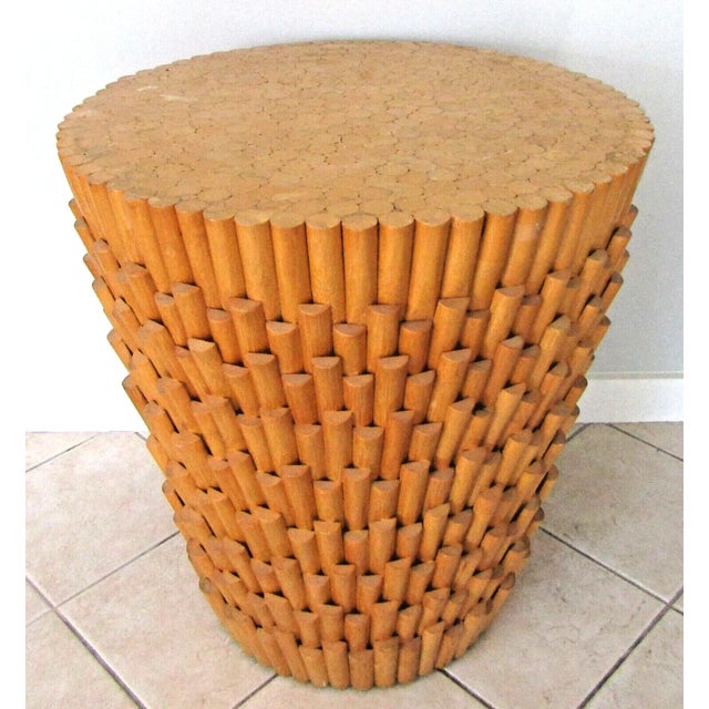 Mid-Century Modern Faux Bunched Bamboo Dining Table Base Measures 28" tall with a 27" top diameter and a 16" bottom...