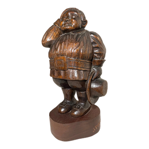 Antique Folk Art Hand Carved Wood Figural Pilgrim Man Sculpture Statue Figure