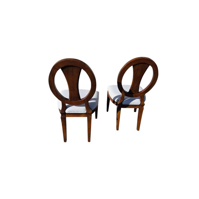 Ethan Allen 1990s Ethan Allen Horizons Dining Side Chair Pair Wood Oval Slat Back Accent Living Room For Sale - Image 4 of 15