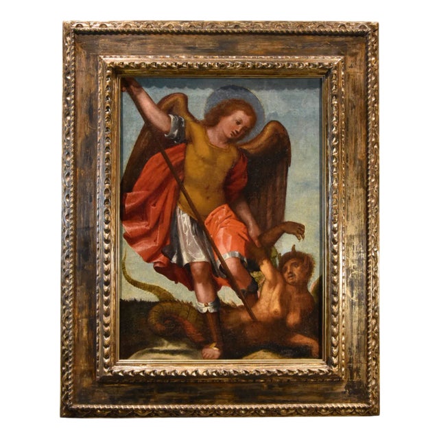 Tuscan School Artist, Saint Michael the Archangel, 1580, Oil on Canvas, Framed For Sale